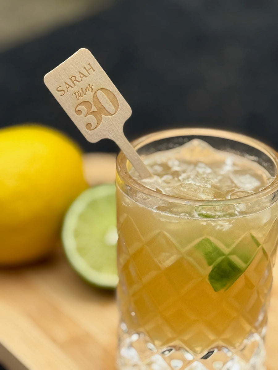50 Custom Wood Engraved Stir Sticks, Cocktail sticks, Birthday Stick ...