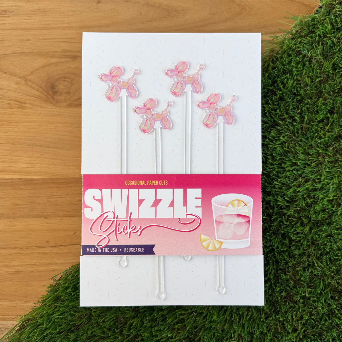 Iridescent Balloon Dog Stir Sticks - Pack of 4 – Occasional Paper Cuts