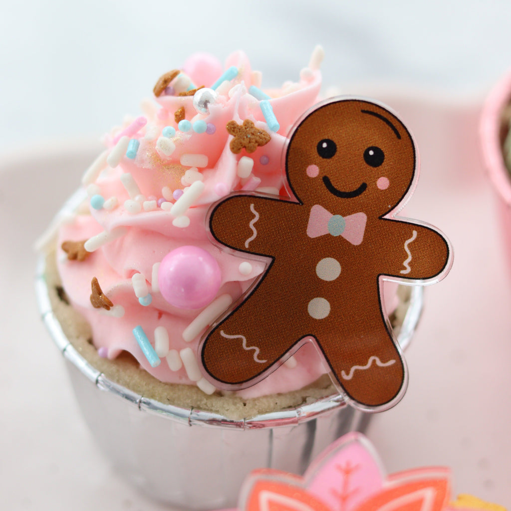 Pastel Gingerbread Man Cupcake Charm