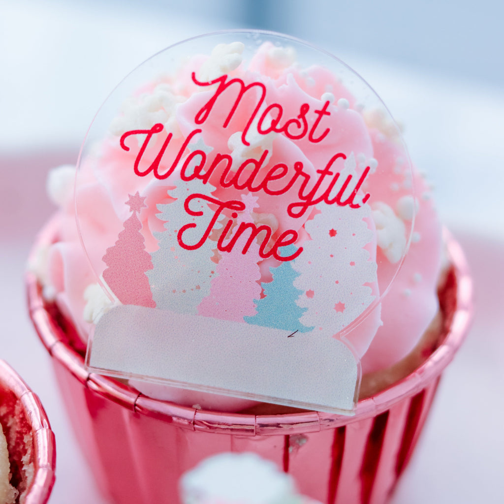 Most Wonderful Time Snow Globe Cupcake Charm