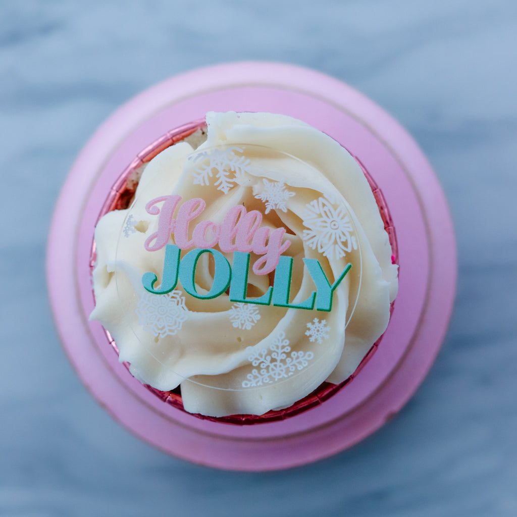 Pastel Holly Jolly Cupcake Charm