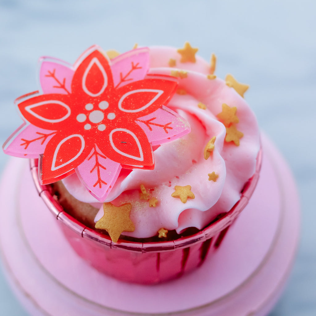 Pastel Poinsettia Cupcake Charm