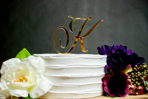 Monogram Cake Topper: Gold Mirrored Acrylic, Weddings, & Events
