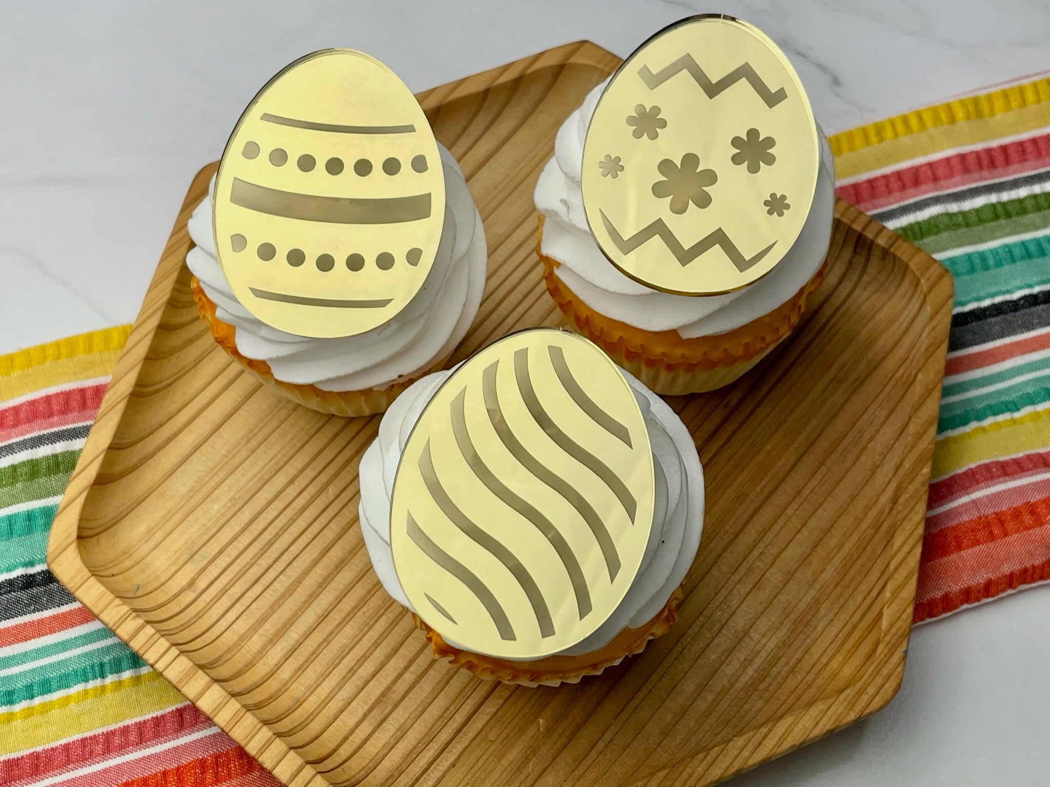 10 Pcs Gold Happy Easter Cake Toppers - Acrylic Side Cake Decorations For Spring Party Desserts - View #10