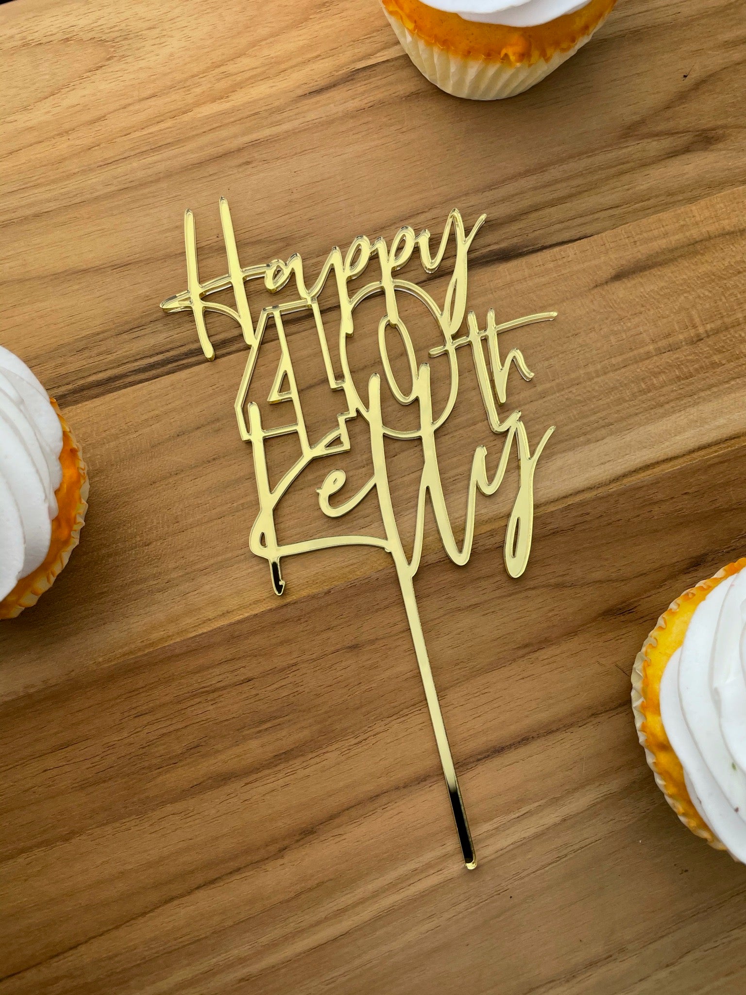 Custom Name Happy Birthday Cake Topper with Large Age Number, Cursive –  Occasional Paper Cuts