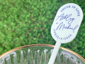 Oval Custom Acrylic Stir Sticks, Custom Arch Round Wedding Swizzle Stick