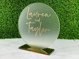Custom Round Frosted Acrylic Wedding Sign for Sweetheart Tables