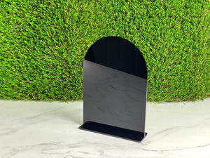 Blank - Black Standing Wedding Sign, Arched Round Top Black Acrylic, Party Table Topper, Bar Menu