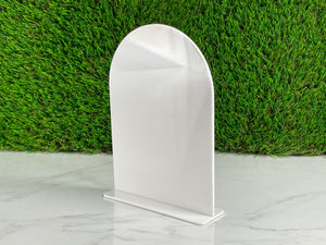 Blank - White Standing Wedding Sign, Arched Round Top White Acrylic, Party Table Topper, Bar Menu