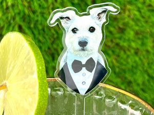 Printed Signature Dog Pet Stir Stick,  I Do Too & Dog Of Honor, Tuxedo Bowtie, Watercolor Acrylic Cocktail sticks, Wedding Drink Sticks