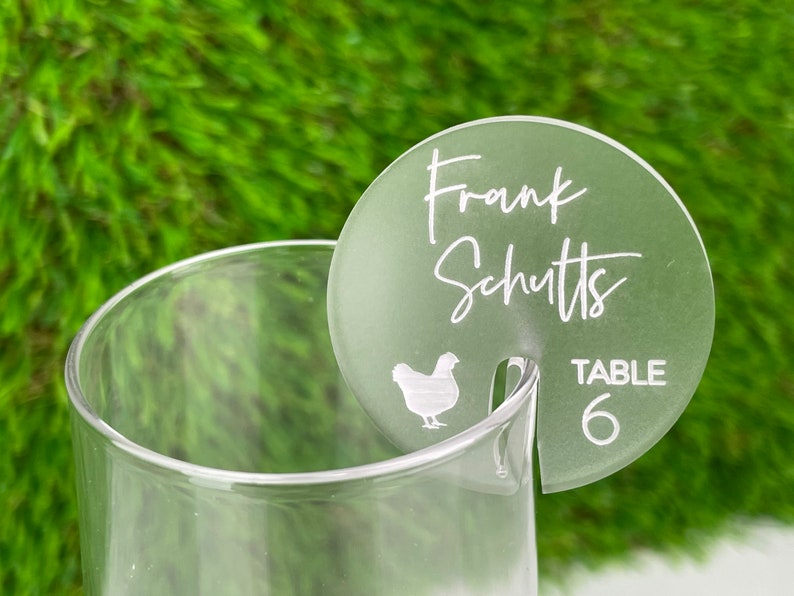 Custom Round Champagne Glass Markers, Custom Drink Markers