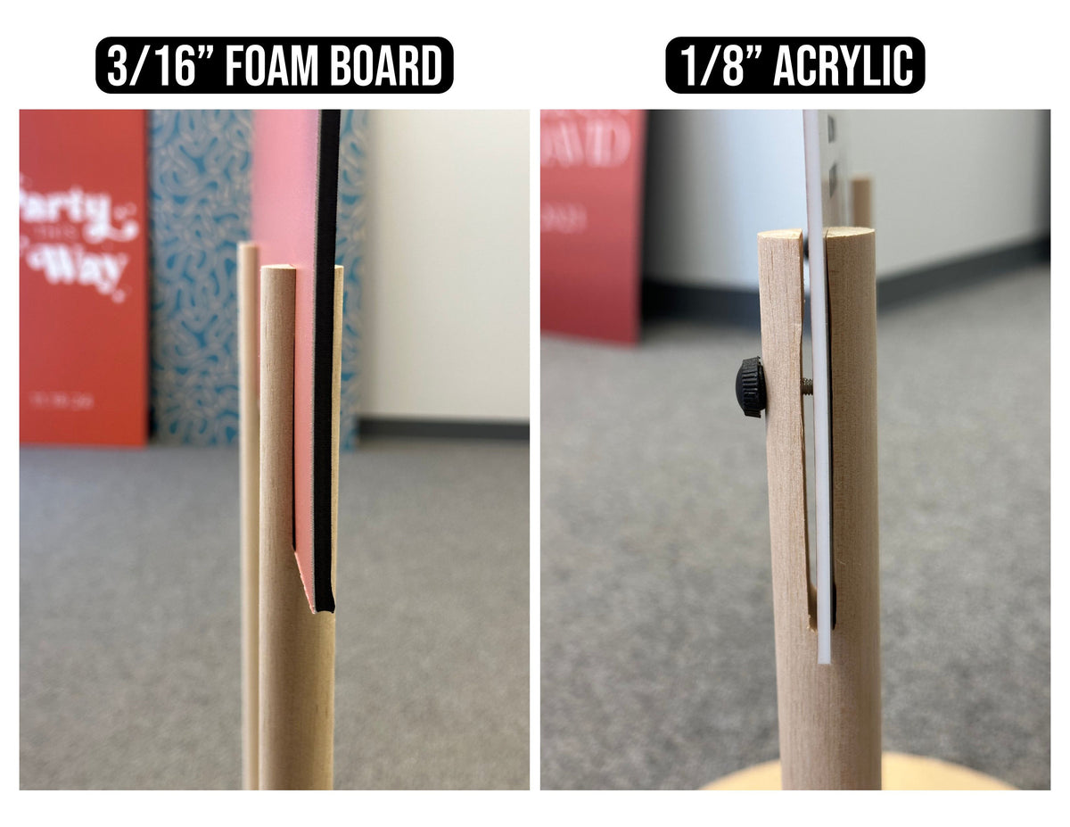 Sign Stand Base, Raw Wood Ready For You to Paint Any Color. Holds 3/16 Occasional Paper Cuts