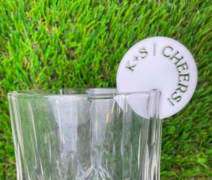 Acrylic Drink Tag Charms for Weddings & Events: Initials + Cheers!
