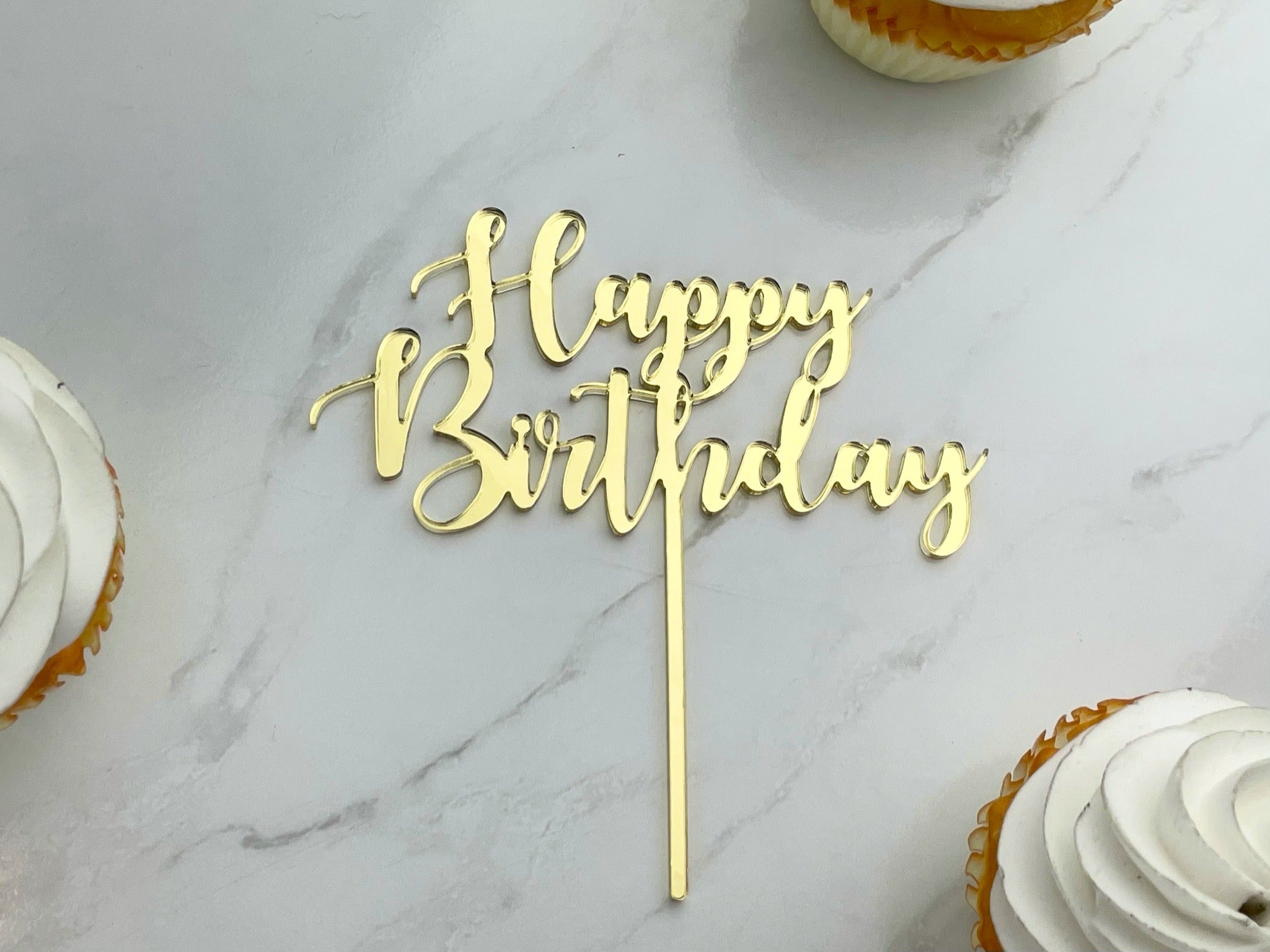 Cake Toppers Happy Birthday Acrylic Cake Toppers Golden Toppers – Infistyle